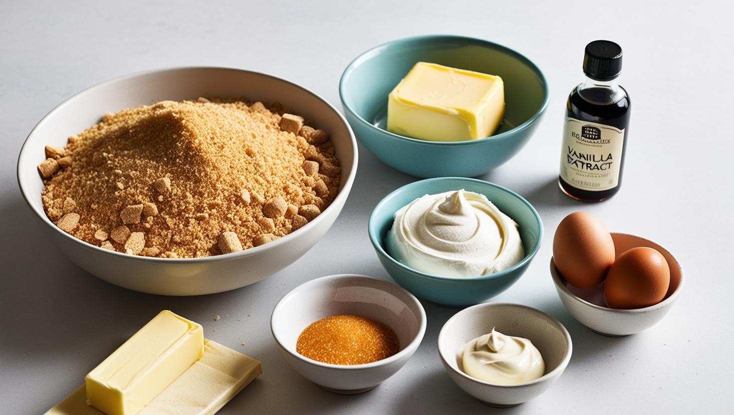 Ingredients needed to make cheesecake Ingredients needed to make cheesecake