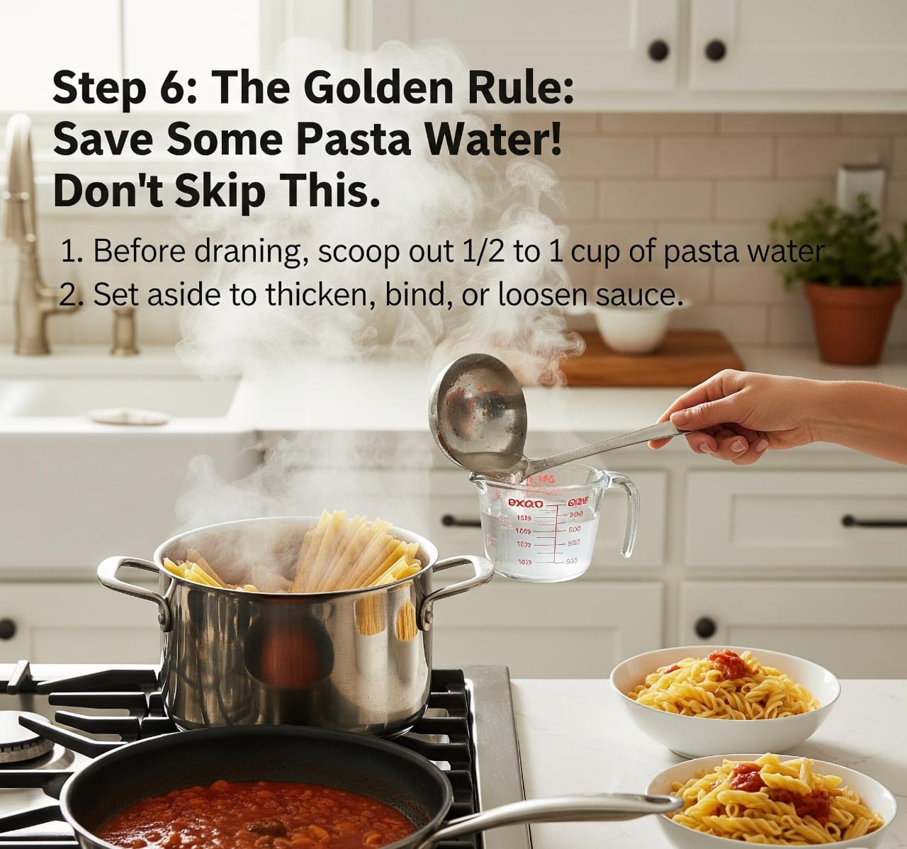 Step 6: The Golden Rule: Save Some Pasta Water! Don't Skip This.