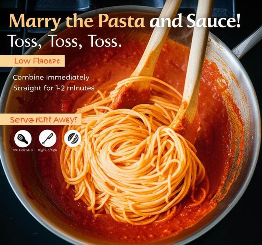 Step 8: Marry the Pasta and Sauce! The Grand Finale.